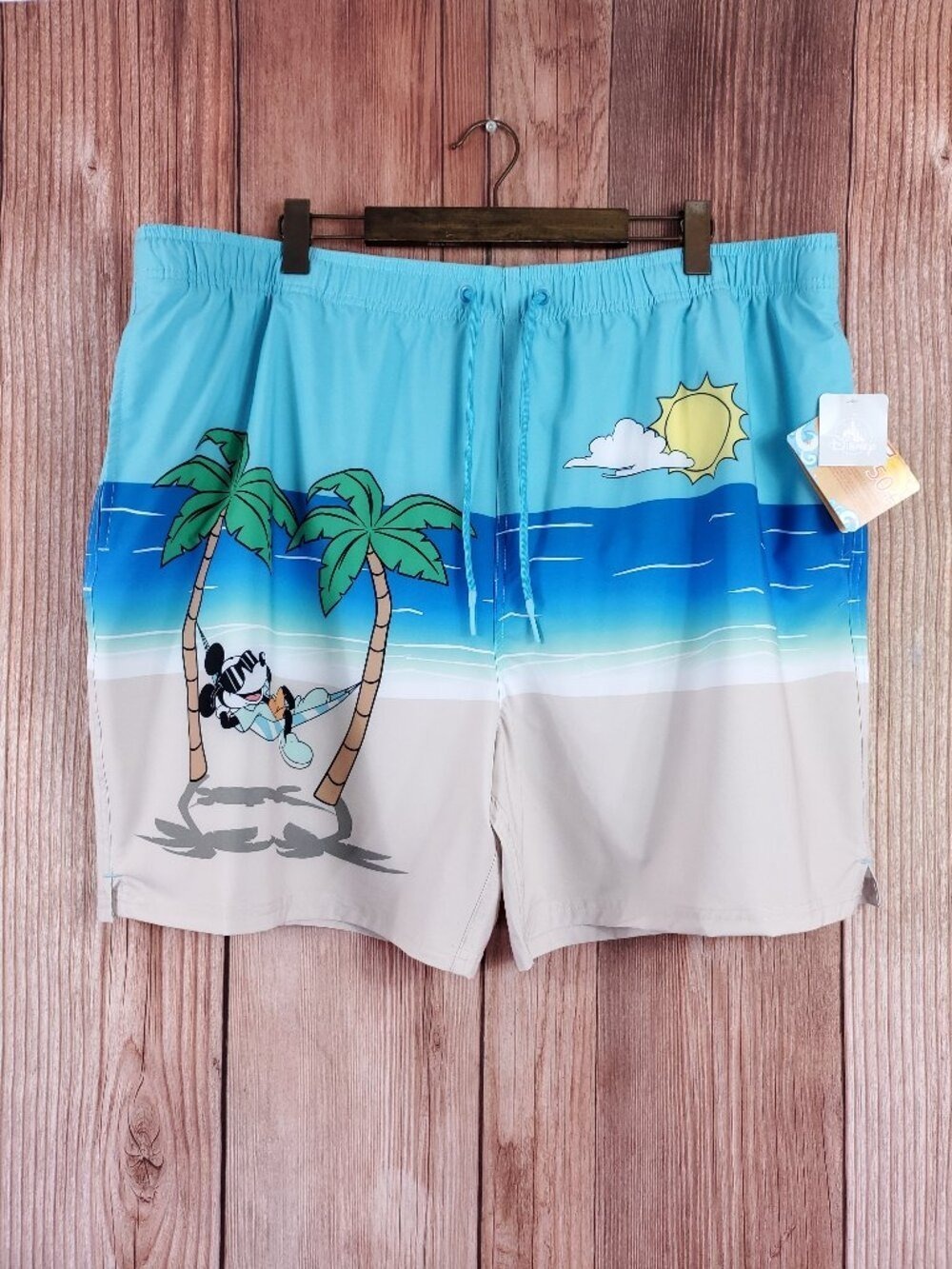 NWT Disney Mens 3XL Mickey Mouse Swim Trunks Tropical Beach Boardwalk Vacation